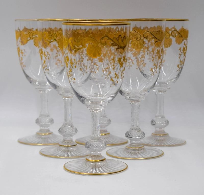 6 St. Louis Gold Gilded "Massenet" Water Goblets Circa 1920 (1 of 4)
