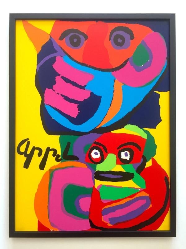 KAREL APPEL RARE VINTAGE 1960'S MID CENTURY MODERN FRAMED SILKSCREEN ART PRINT - 12