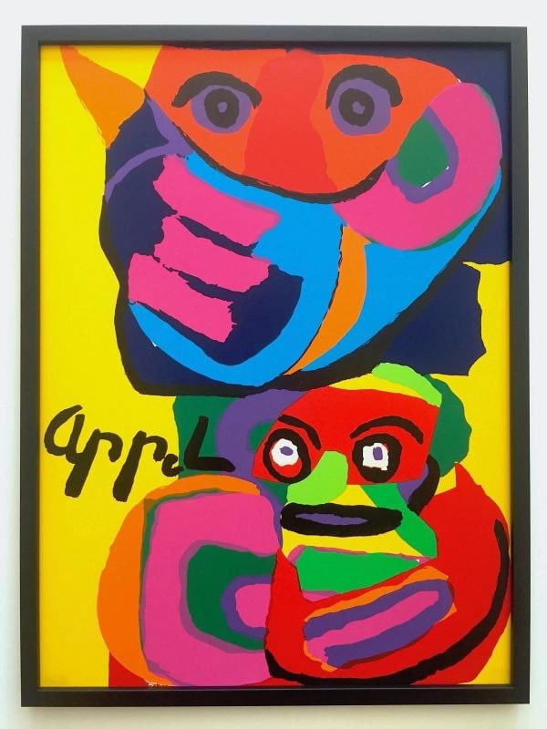 KAREL APPEL RARE VINTAGE 1960'S MID CENTURY MODERN FRAMED SILKSCREEN ART PRINT (1 of 12)