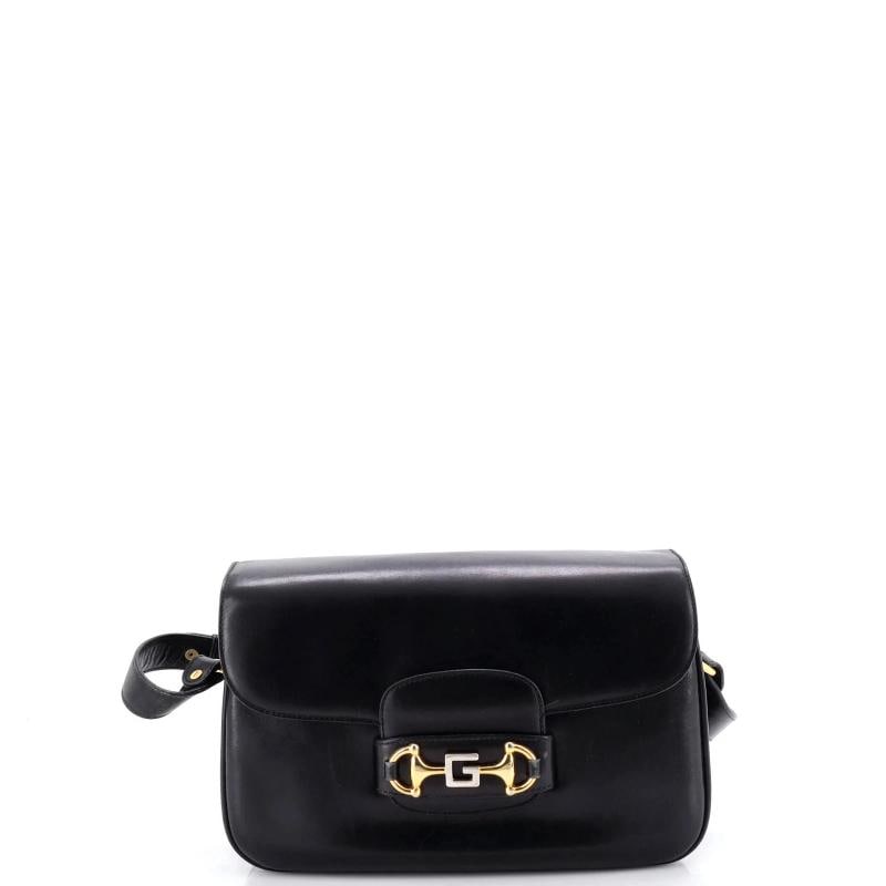 Gucci Vintage Interlocking Horsebit Flap Shoulder Bag Leather Medium: Condition: Pre-owned - Fair,Brand: Gucci,Exterior Material: Leather,Style: Shoulder Bags,Exterior Color: Black,Department: Women,Size: Medium 