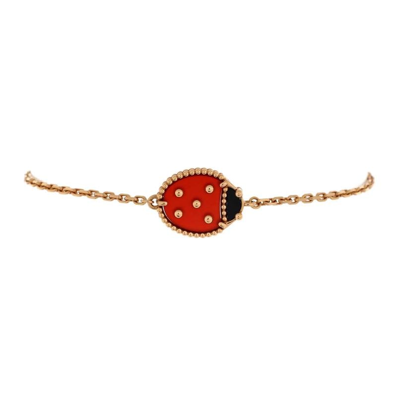 Van Cleef & Arpels Lucky Spring Ladybug Bracelet 18K Rose Gold with Carnelian: Condition: Pre-owned - Good,Brand: Van Cleef & Arpels,Main Stone: Onyx,Metal: 18K Rose Gold,Metal Purity: 18K,Style: Bracelet,Type: Bracelet,Color: Rose Gold,Material: 18K Rose Gold, Carnelian, Onyx C