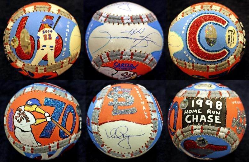 SAMMY SOSA + MARK MCGWIRE SIGNED 1998 HR CHASE CARTER X BASEBALL STEINER MLB COA (1 of 12)