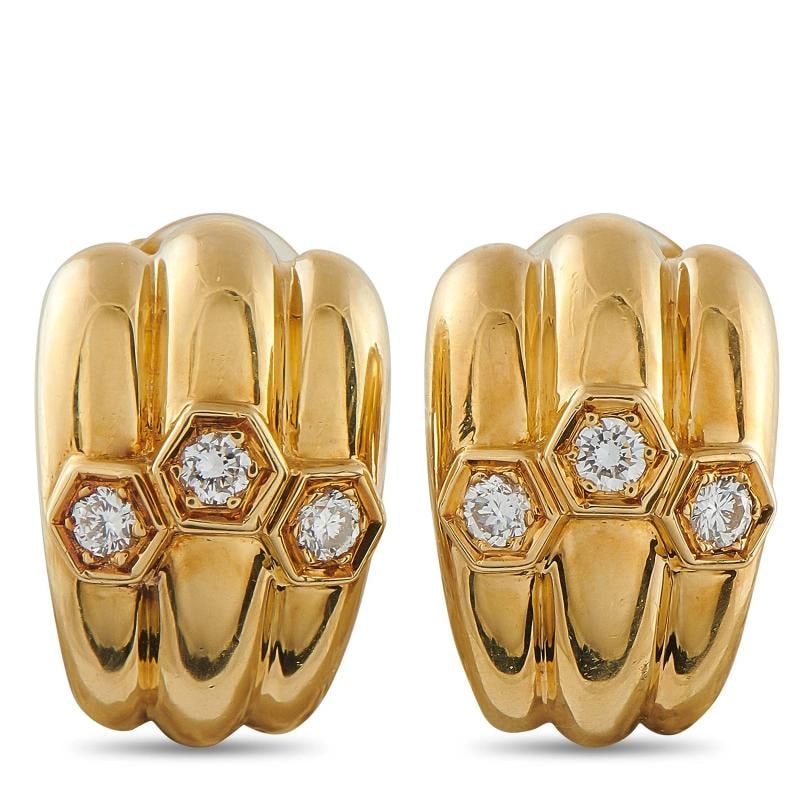 Van Cleef & Arpels Vintage 18K Yellow Gold 0.40ct Diamond Clip-On Earrings VC06: Condition: Pre-owned - Good: This item has been gently used but is in good condition. It might have a few signs of wear, like light scratches or tarnishing. All imperfections should be shown and descr