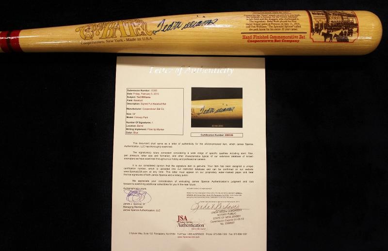 TED WILLIAMS SIGNED AUTOGRAPHED FENWAY PARK COOPERSTOWN BAT RED SOX JSA LOA COA (1 of 12)
