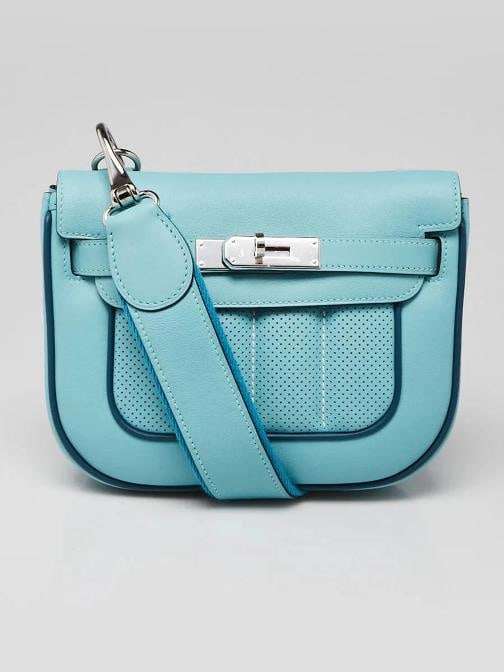 Hermes Blue Atoll/Colvert Swift Leather Palladium Plated Mini Berline Bag (1 of 12)