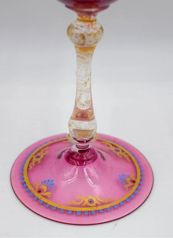 Venetian Italian Murano Salviati Hand Painted Wine Glass - Gondola, Circa 1930 - 4