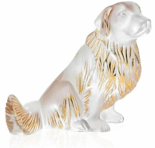 LALIQUE CRYSTAL GOLDEN RETRIEVER DOG SCULPTURE #10601300 BRAND NIB (1 of 2)