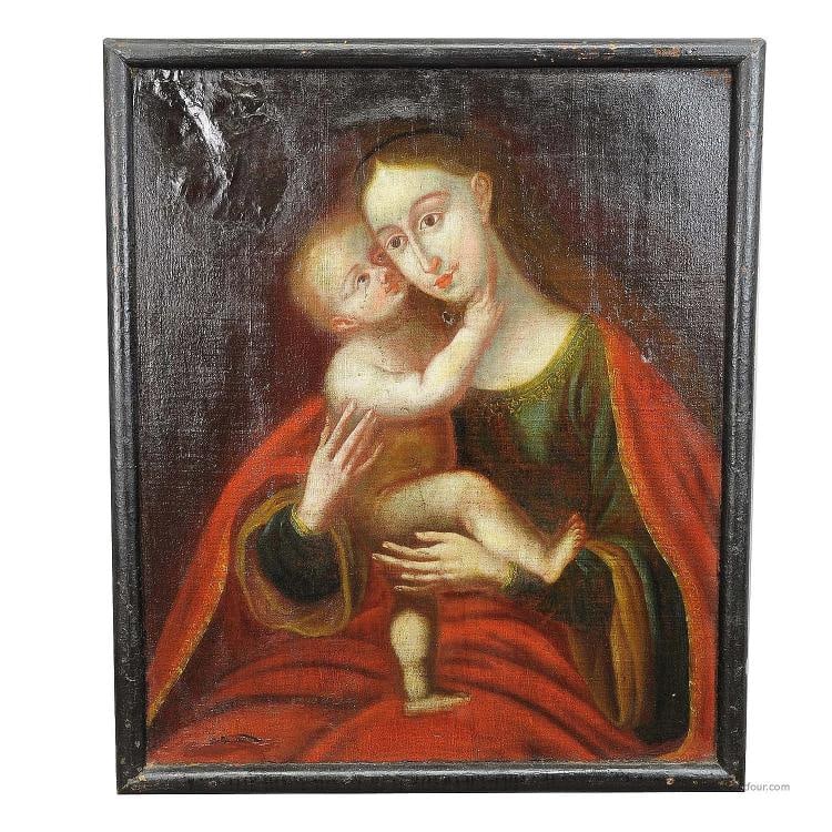 Oil Painting Miraculous Image of Insbruck Maria with Child after Cranach: width: 25.98 inches height: 30.51 inches depth: 1.18 inches width inside: 23.62 inches height inside: 30.31 inches. Condition: Used,Artist: e5749,Item Height: 30.51,Item Width: 25.98,Production