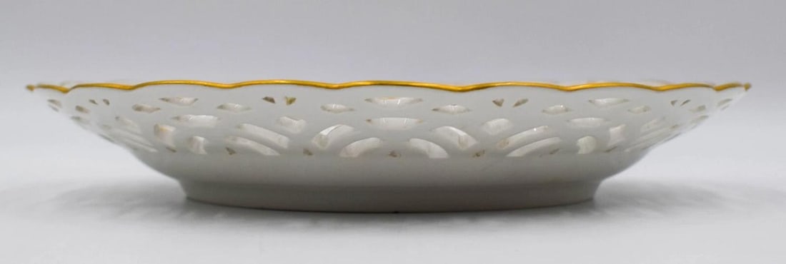 KPM Hand Painted Pierced Fruit Cabinet Plate Cherries, Circa 1890 - 4