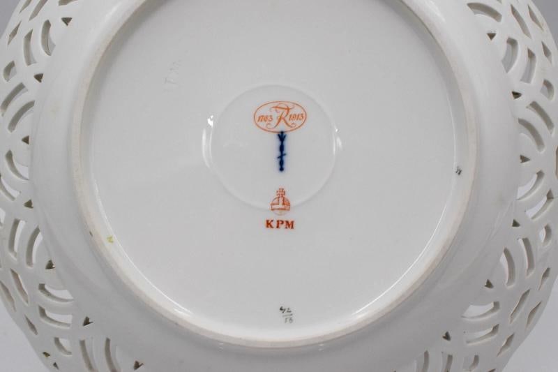 KPM Hand Painted Pierced Fruit Cabinet Plate Cherries, Circa 1890 - 5