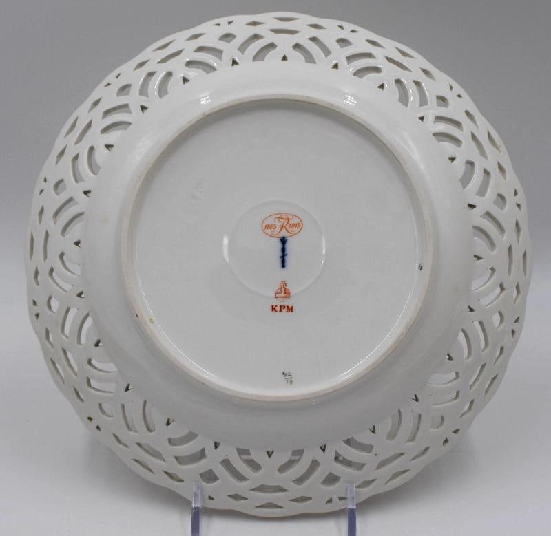 KPM Hand Painted Pierced Fruit Cabinet Plate Cherries, Circa 1890 - 6