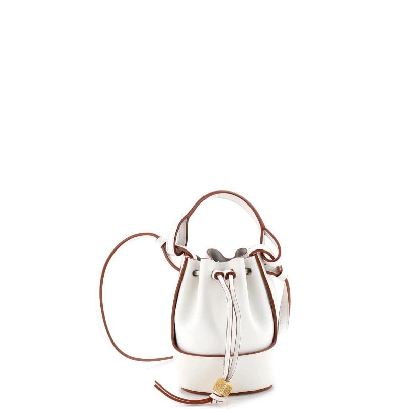 Loewe Balloon Bucket Bag Leather Nano: Condition: Pre-owned - Good,Brand: Loewe,Exterior Material: Leather,Style: Cross Body Bags,Exterior Color: White,Department: Women,Size: Nano 