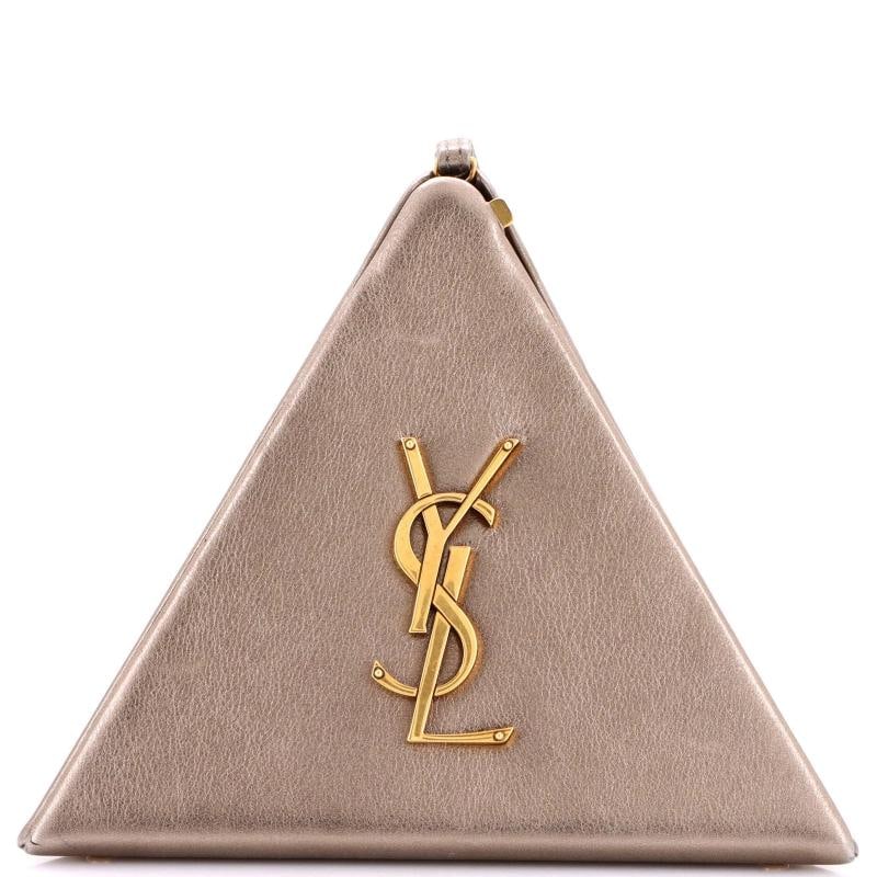 Saint Laurent Pyramid Box Bag Leather Small: Condition: Pre-owned - Good,Brand: Saint Laurent,Exterior Material: Leather,Style: Clutches,Exterior Color: Gold,Department: Women,Size: Small,Accessories: Dust Bag 