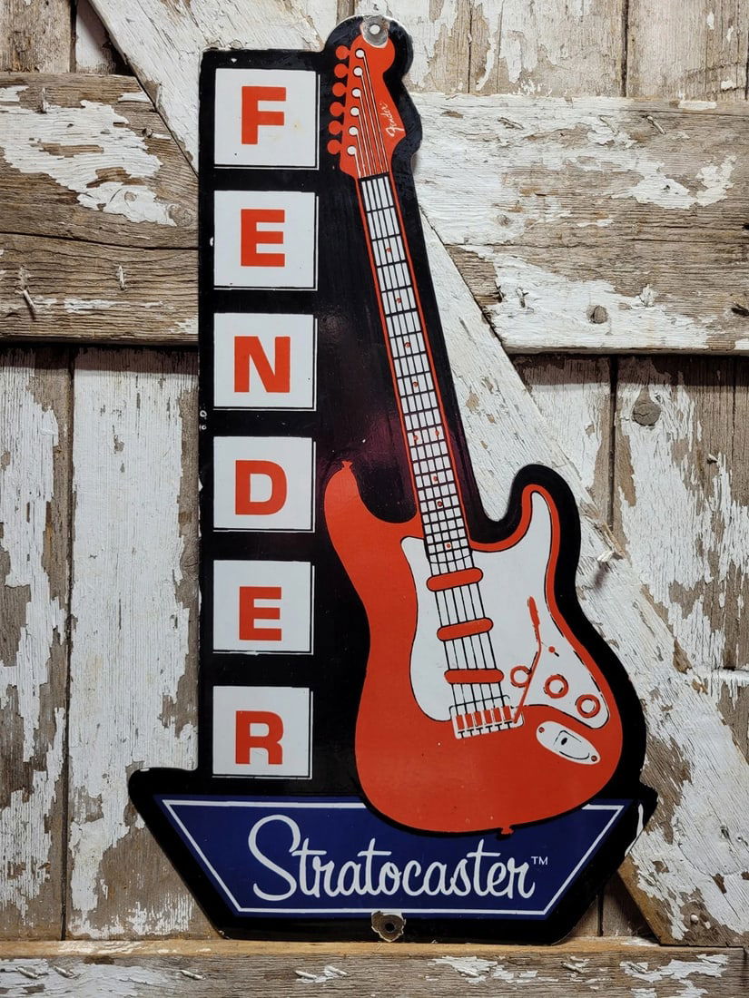 VINTAGE FENDER PORCELAIN SIGN~(30" x 18 ") (1 of 19)