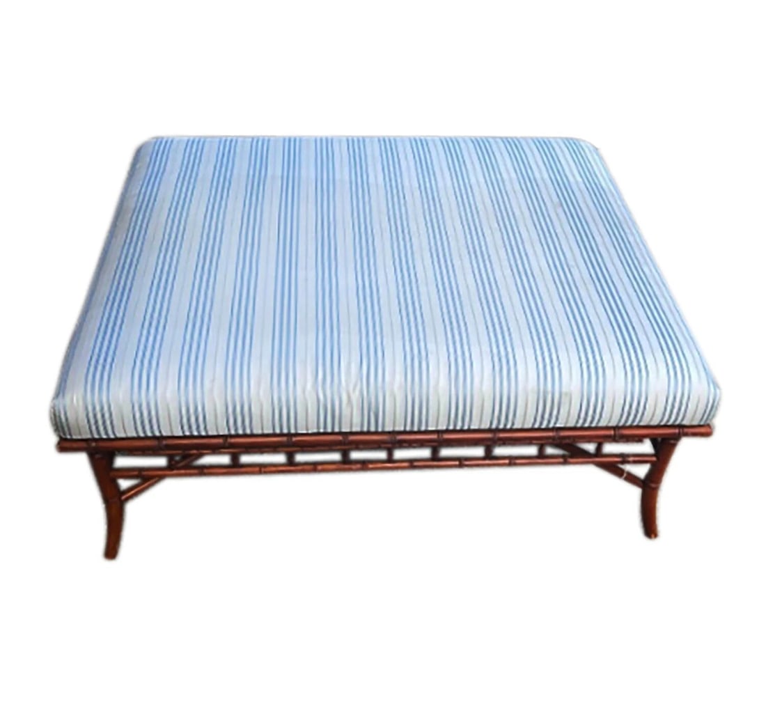 RARE!! EJ Victor for Ralph Lauren Bamboo Upholstered Cocktail Table Ottoman (1 of 17)