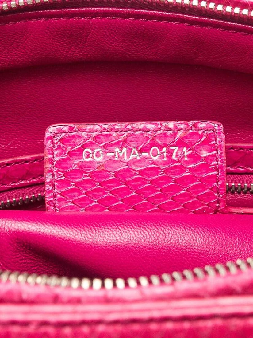 Christian Dior Pink Python Large Lady Dior Bag - 11