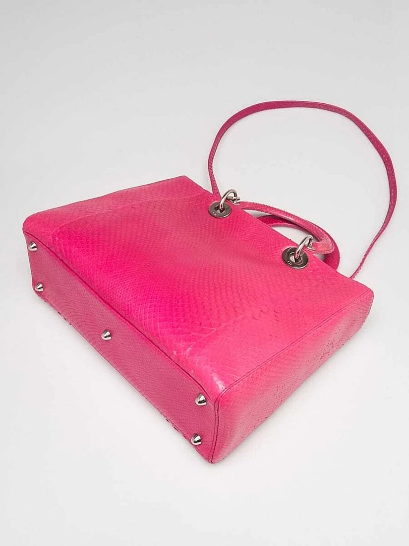 Christian Dior Pink Python Large Lady Dior Bag - 3