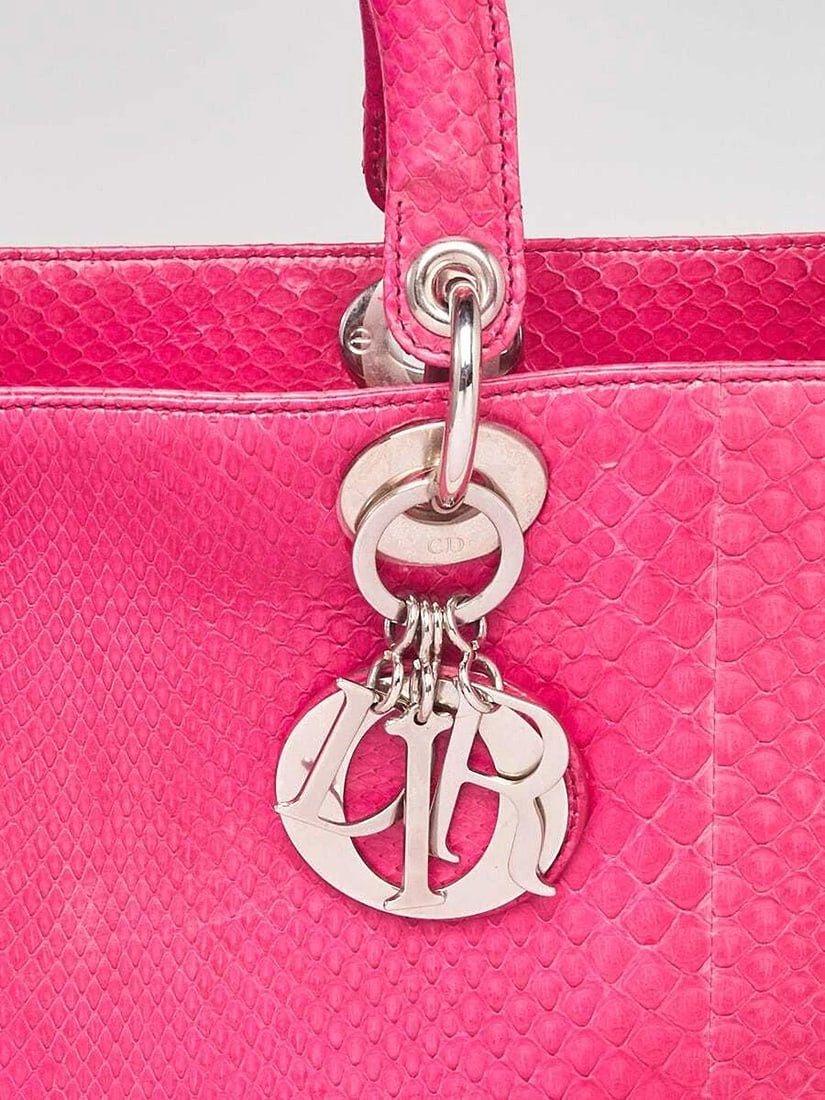 Christian Dior Pink Python Large Lady Dior Bag - 6