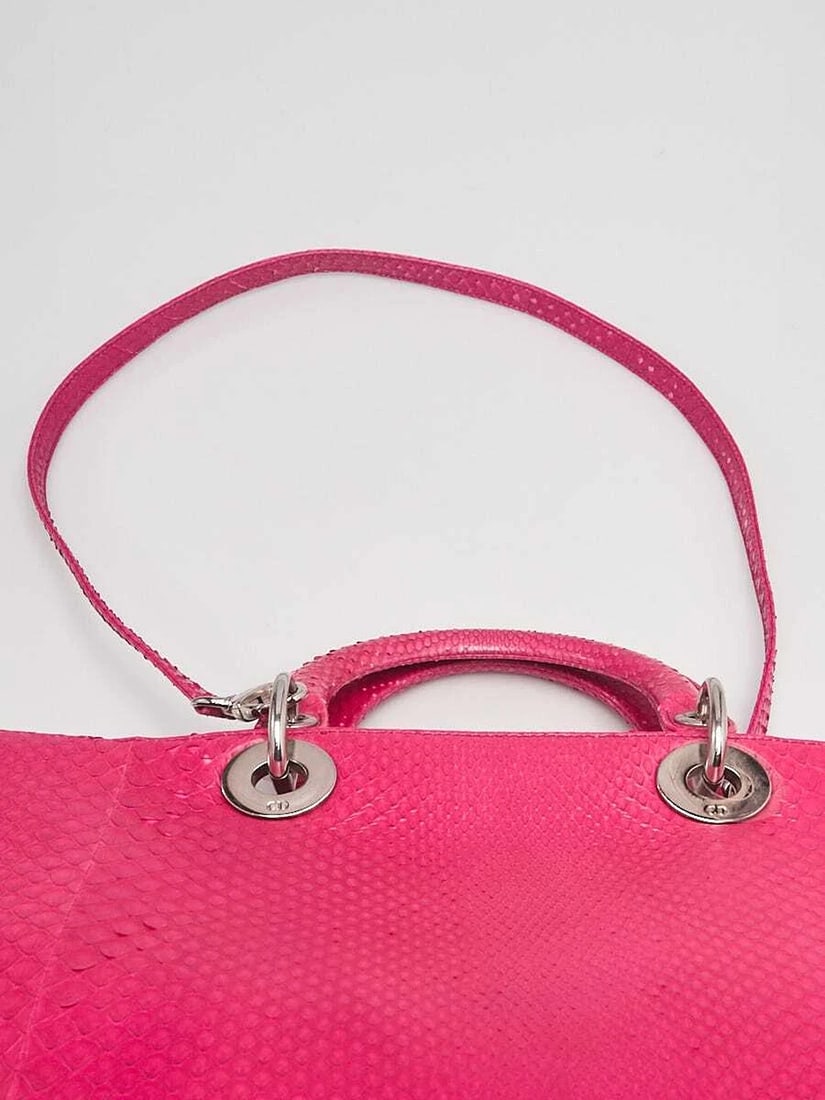 Christian Dior Pink Python Large Lady Dior Bag - 8