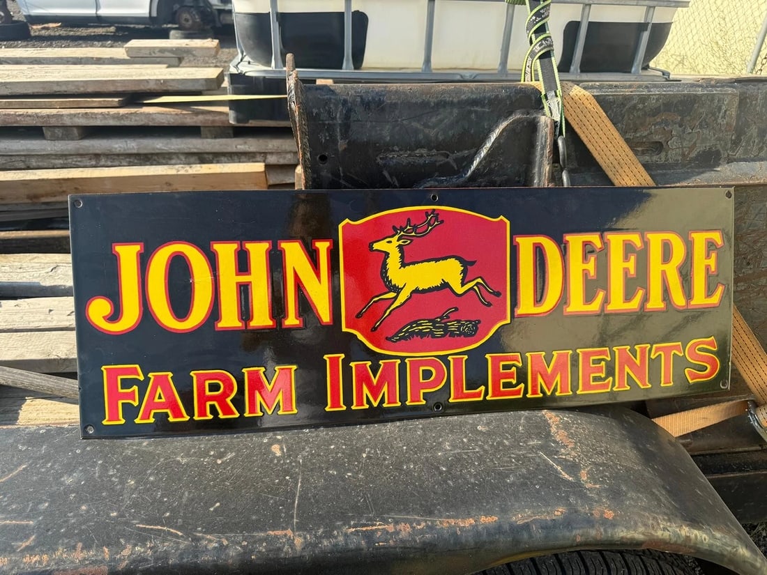 JOHN DEERE PORCELAIN ENAMEL SIGN~(36" x 12") (1 of 5)