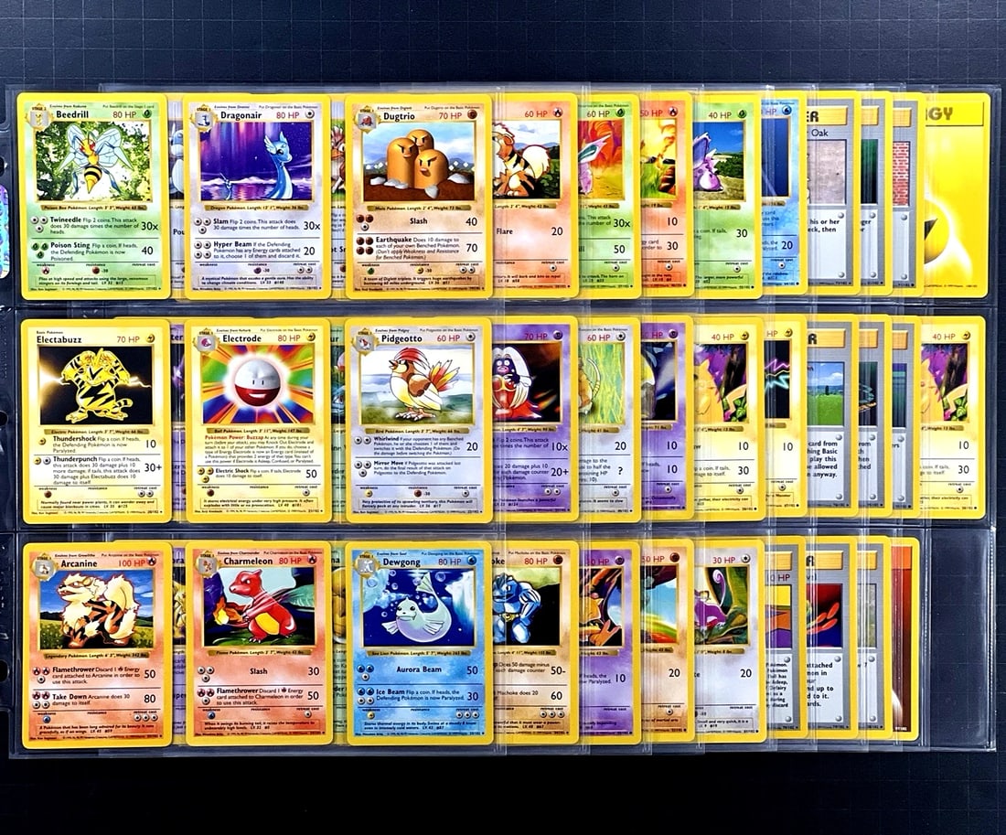 1999 Pokemon BASE SET SHADOWLESS Edition COMPLETE Non Holo Cards 17-102 Lot MINT (1 of 20)