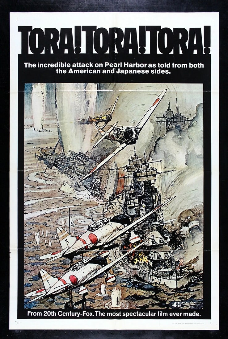 TORA ! TORA ! TORA ! 1970 ORIGINAL MOVIE POSTER WAR BATTLE: Object Type: Poster,Original/Reproduction: Original,Industry: MoviesThis is a genuine 27" x 41" U.S. one sheet ORIGINAL MOVIE POSTER issued by the studio when the film was released and meant for