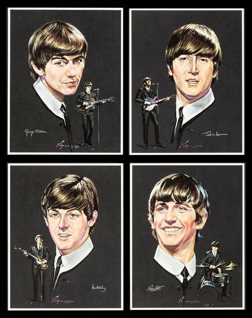 THE BEATLES SET OF 4 NICHOLAS VOLPE PERSONALITY POSTERS 1964 (1 of 2)