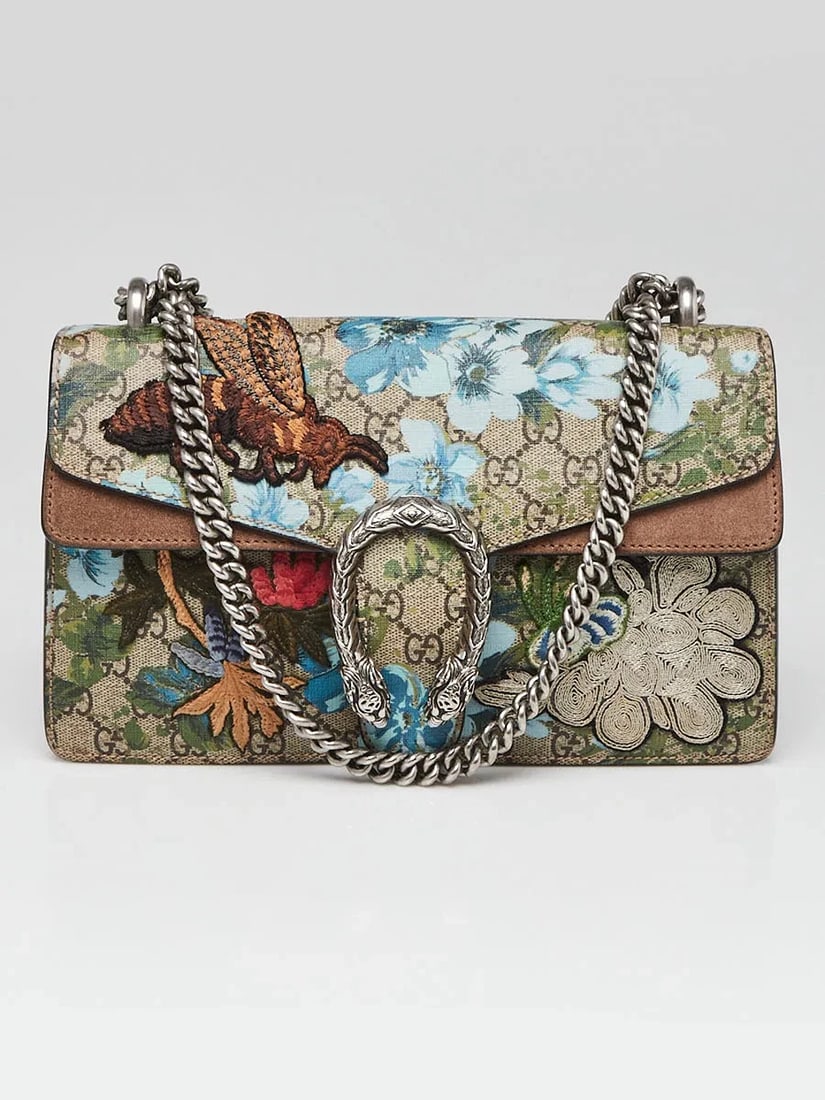 Gucci Beige/Ebony GG Floral Coated Canvas Embroidered Small Dionysus Shoulder...: Condition: Pre-owned - Good,Brand: Gucci,Exterior Material: Coated Canvas,Style: Everyday Bags,Exterior Color: Blue,Multicolor,Beige,Department: Women