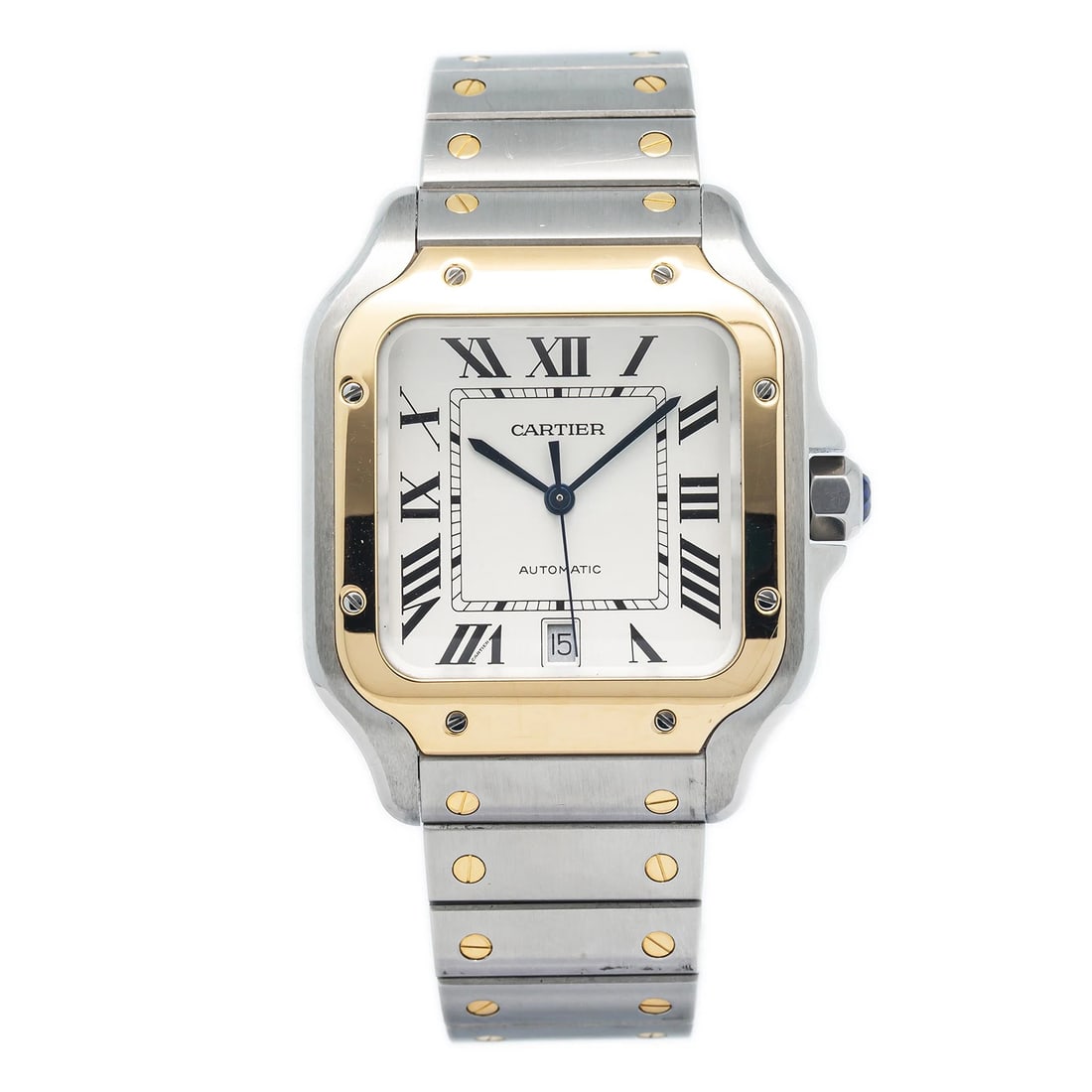 Cartier Santos W2SA0009 MINT 18k YG Two Tone White Dial Auto Men's Watch 40mm (1 of 6)