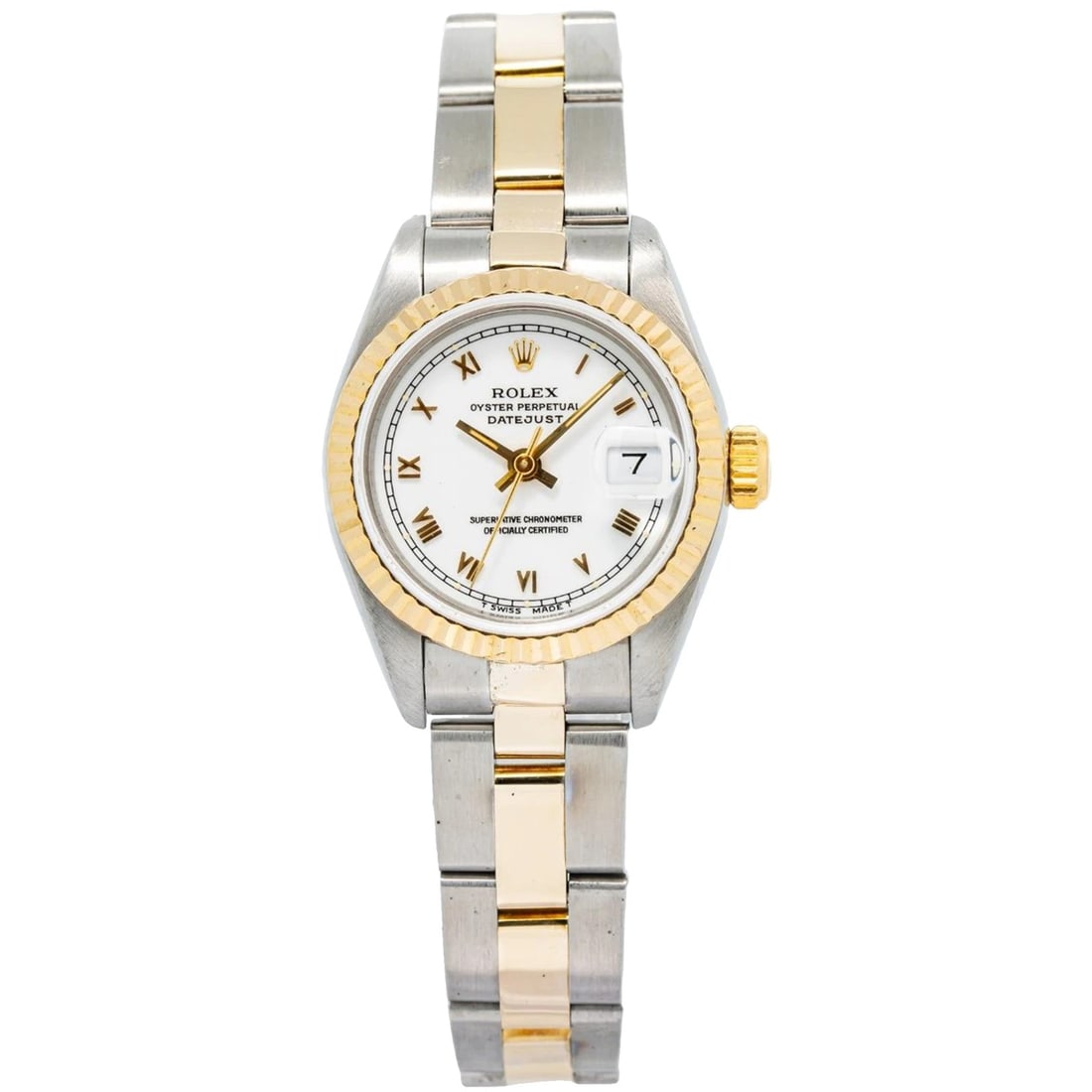 Rolex DateJust 69173 Oyster 18K Two Tone Yellow Gold White Dial Auto Ladies 26mm (1 of 6)