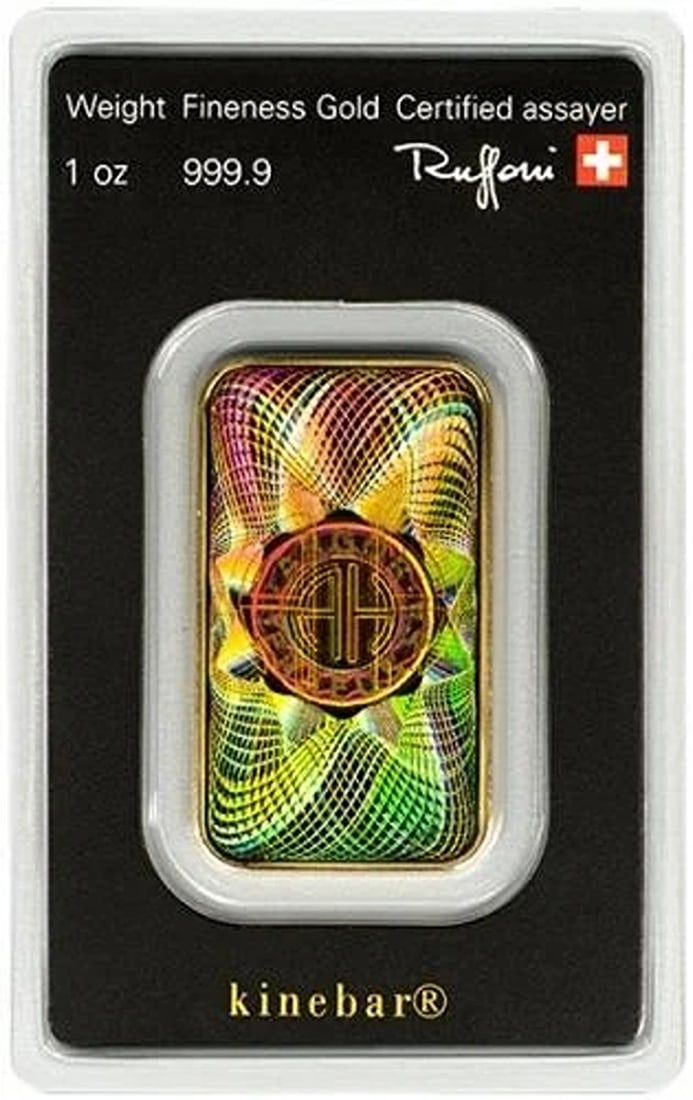 1 oz Gold Bar - Argor Heraeus Kinebar® Sealed in Assay .9999 Gold #A314: Country of Origin: Switzerland,Special Feature: Kinebar Hologram,Shape: Bar,Brand/Mint: Argor-Heraeus,Precious Metal Content: 1 oz,Fineness: 0.9999,Precious Metal Content per Unit: 1 oz,Total Precious