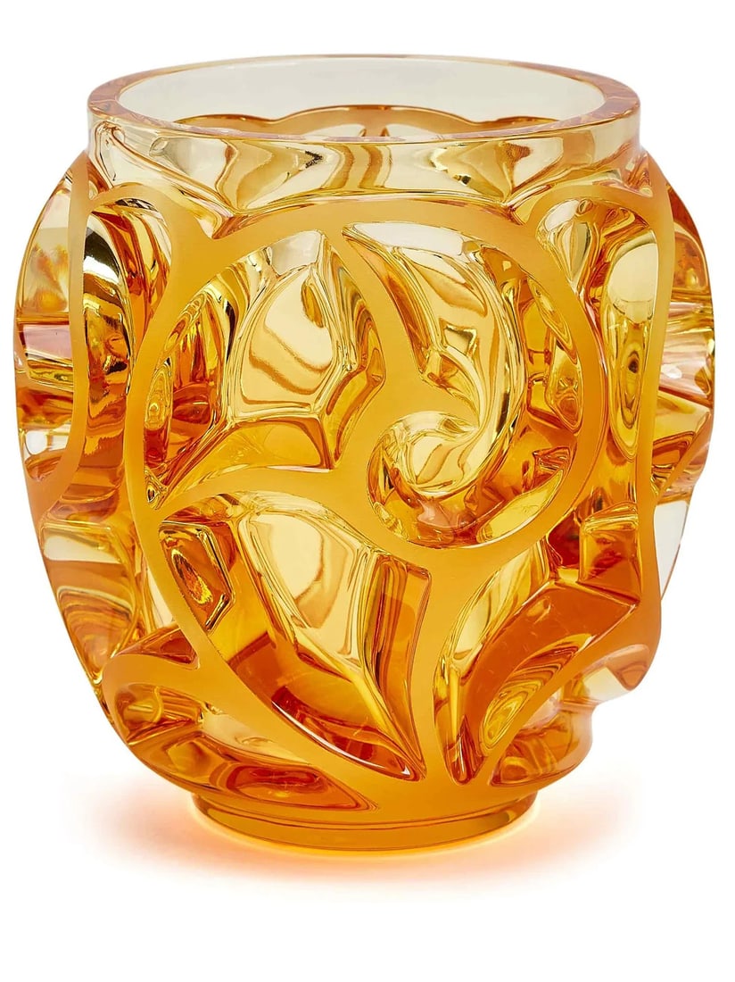 NEW LALIQUE CRYSTAL AMBER TOURBILLONS VASE SMALL #10571300 BRAND NIB (1 of 5)