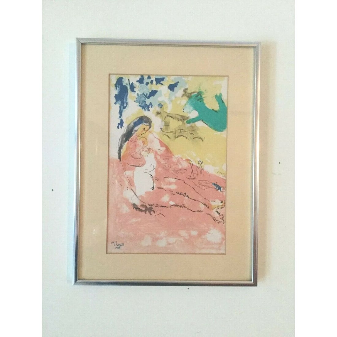 1953 MARC CHAGALL COLOR LITHOGRAPH " BANKS OF THE SEINE" SIGNED (1 of 2)