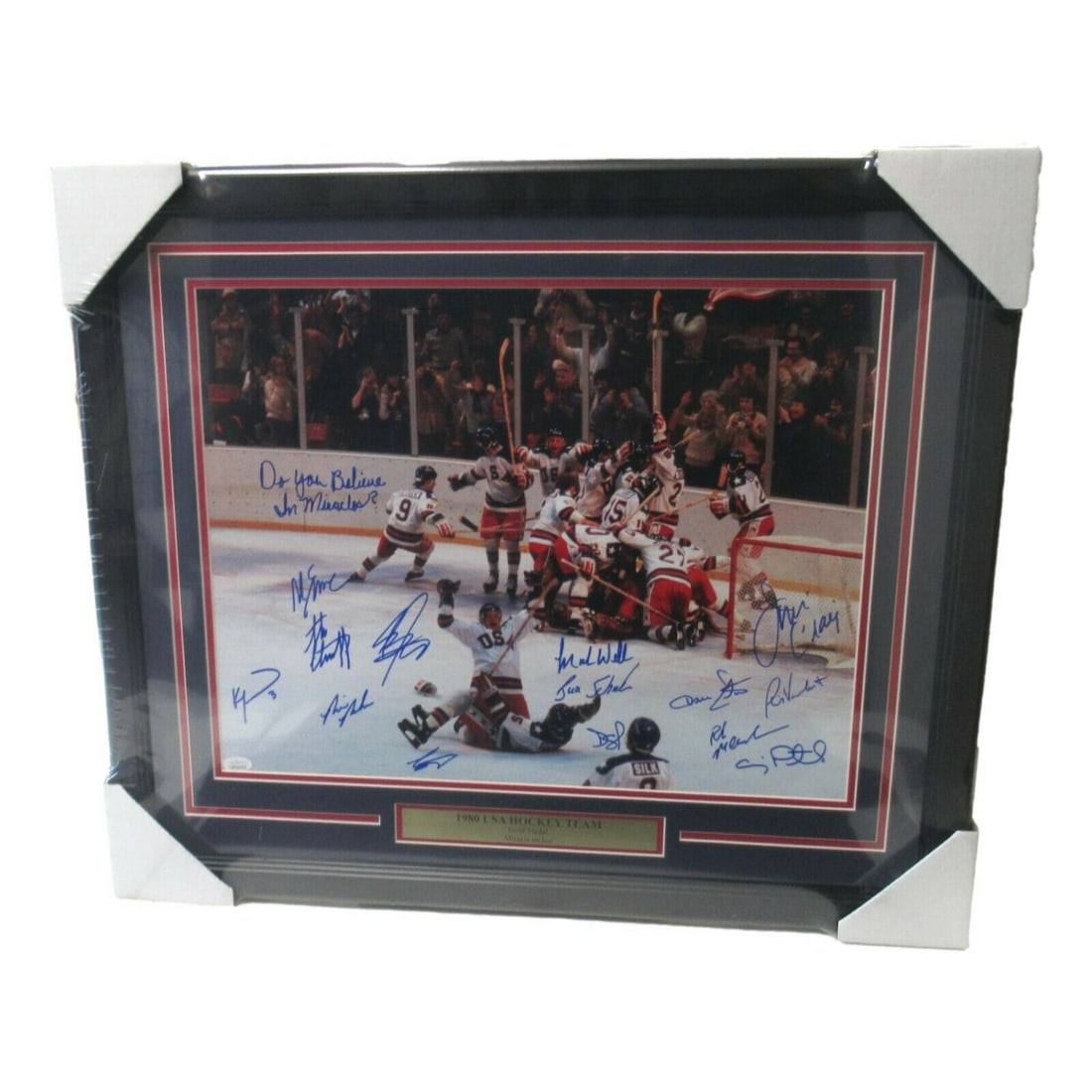 1980 USA Hockey Signed Autographed 16x20 Photo Framed Miracle On Ice 14 Sigs JSA (1 of 1)