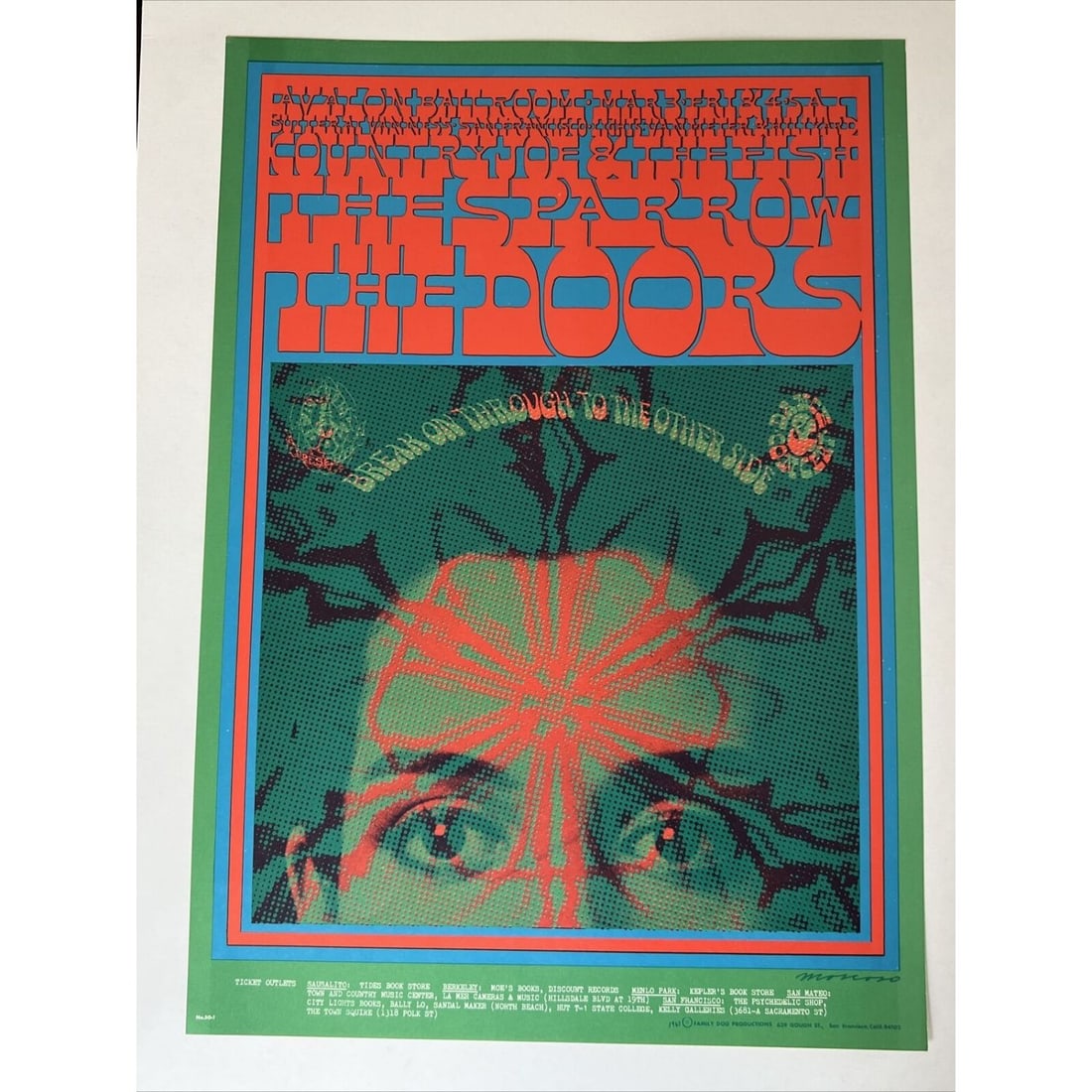 1967 FD 50 -2 The Doors Psychedelic Original Avalon Ballroom Concert Poster (14X19) (1 of 1)