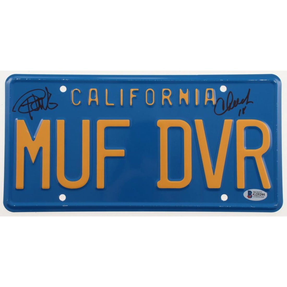 Cheech Marin & Tommy Chong Signed "Up in Smoke" License Plate (Beckett COA): Cheech Marin & Tommy Chong Signed "Up in Smoke" License Plate (Beckett COA)