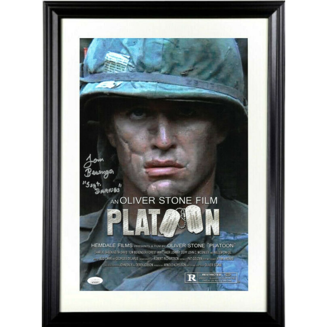 Tom Berenger signed 1986 Platoon 11x17 Movie Poster Framed SSGT Barnes- JSA (1 of 1)