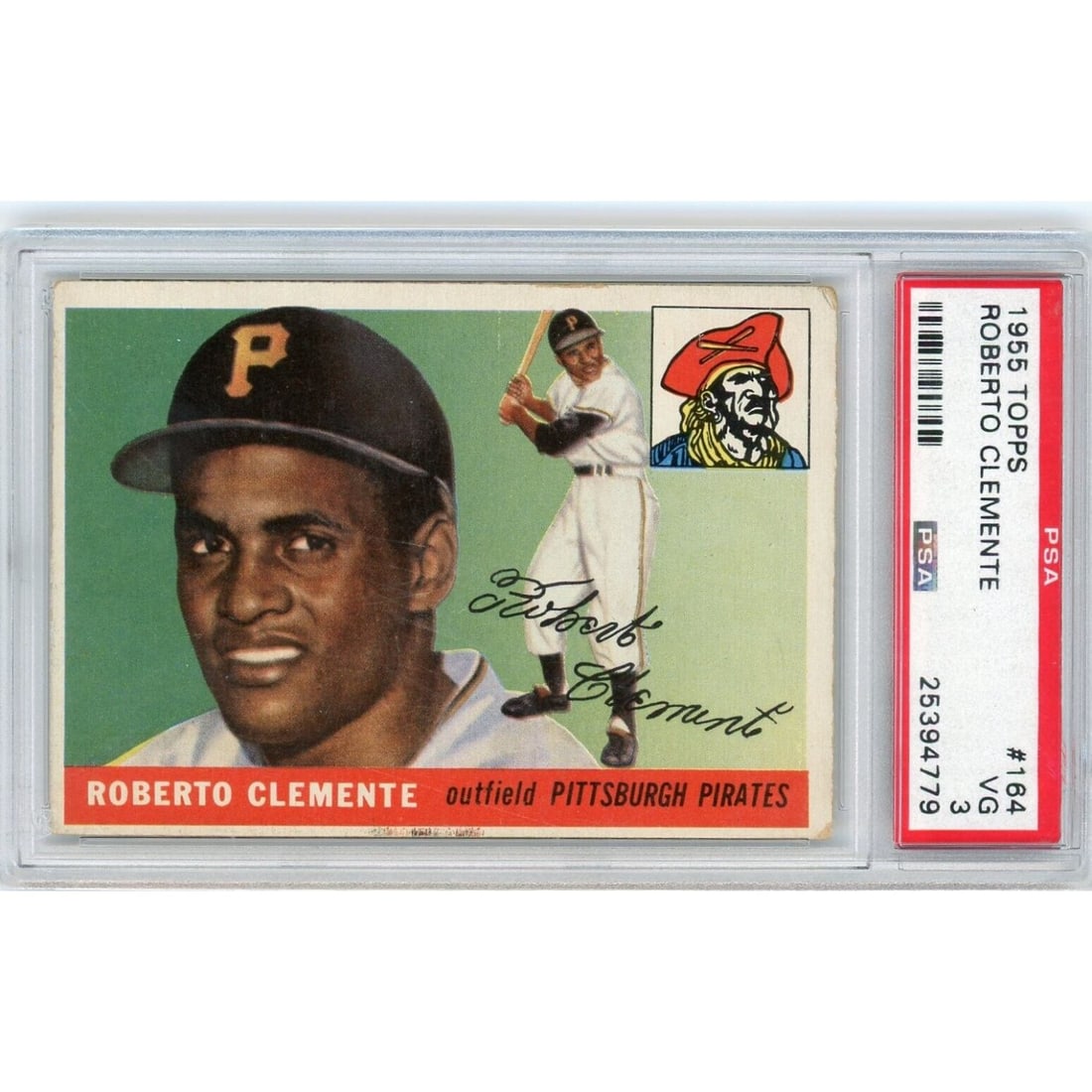 1955 TOPPS #164 ROBERTO CLEMENTE PITTSBURGH PIRATES ROOKIE CARD PSA 3 (1 of 2)