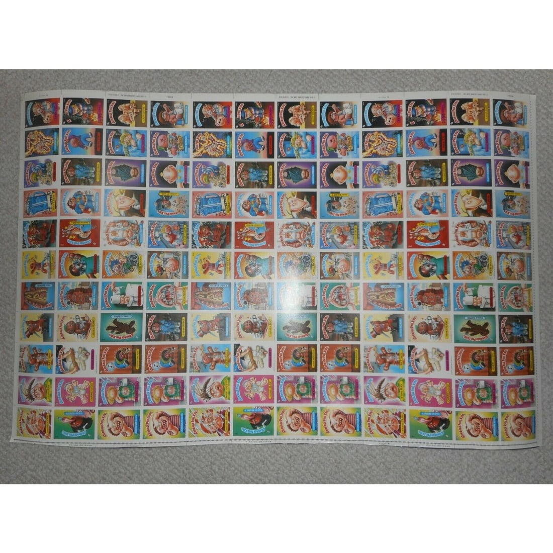 1986 GARBAGE PAIL KIDS FULL CARD SET UNCUT SHEET TOPPS (GPK SERIES 5): 1986 GARBAGE PAIL KIDS FULL CARD SET UNCUT SHEET TOPPS (GPK SERIES 5)