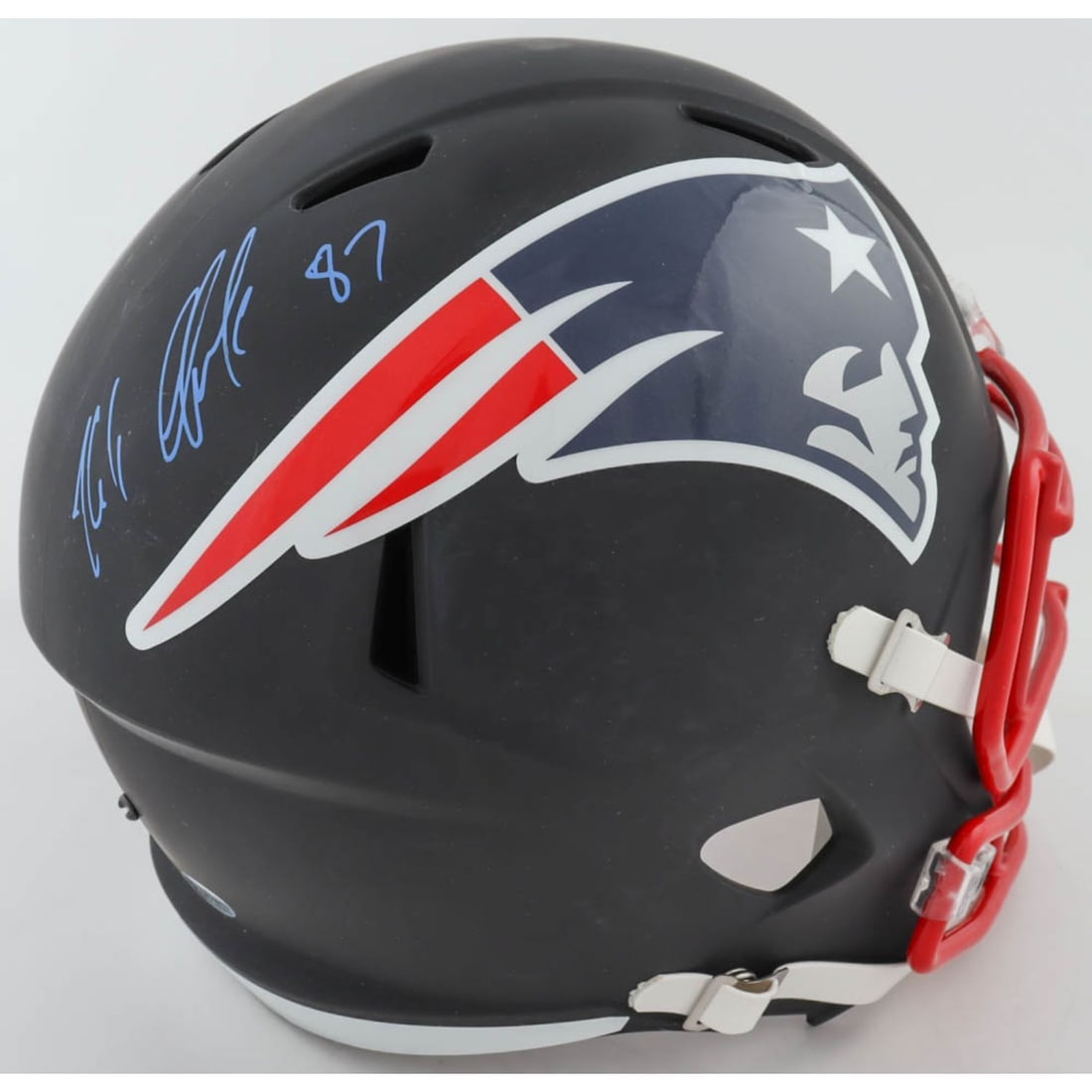 Rob Gronkowski Signed Patriots Full-Size Matte Black Speed Helmet (Beckett COA) (1 of 1)