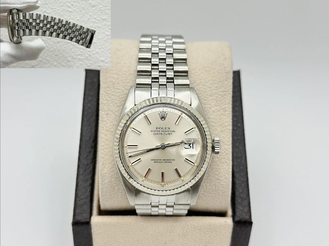 Vintage Rolex Datejust 1601 36mm Silver Dial 18k Gold Bezel Stainless Steel (1 of 7)