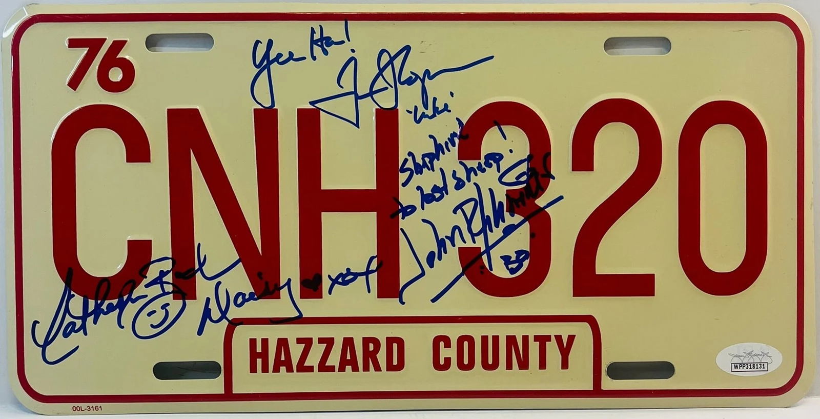 DUKES OF HAZZARD BACH WOPAT SCHNEIDER Signed Autograph License Plate JSA COA (1 of 3)