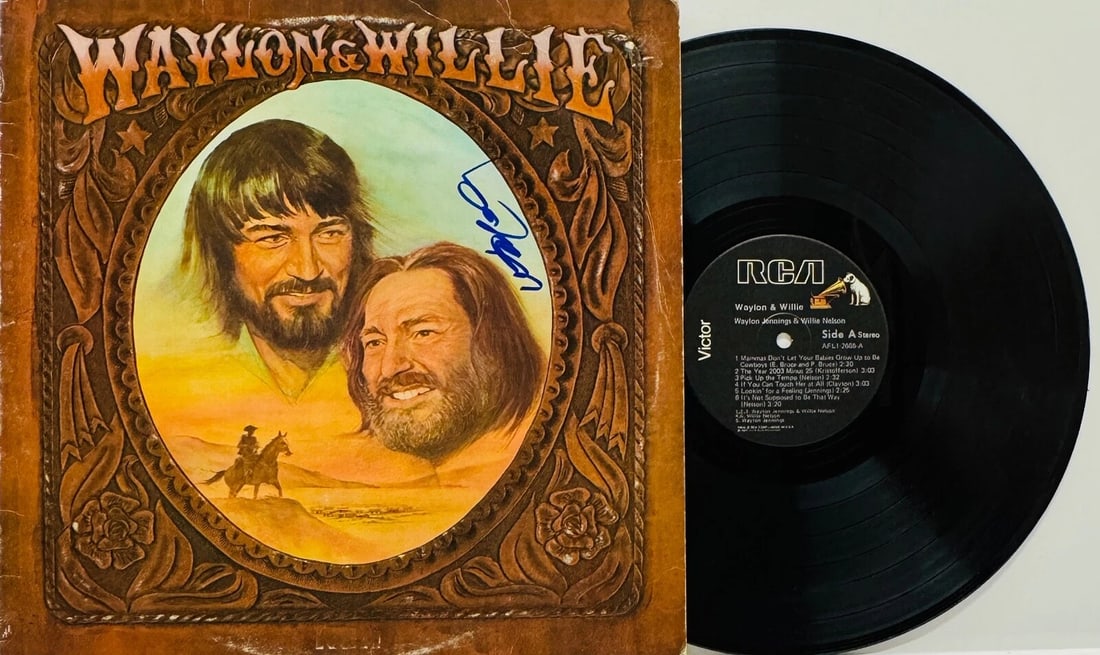 WILLIE NELSON Signed LP Cover "Waylon & Willie" JSA COA Country Music (1 of 3)