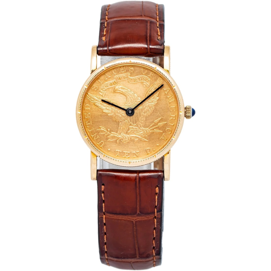 Corum Vintage Quartz Yellow Gold 10 Dollars Coin Leather Strap Unisex Watch 30mm (1 of 6)