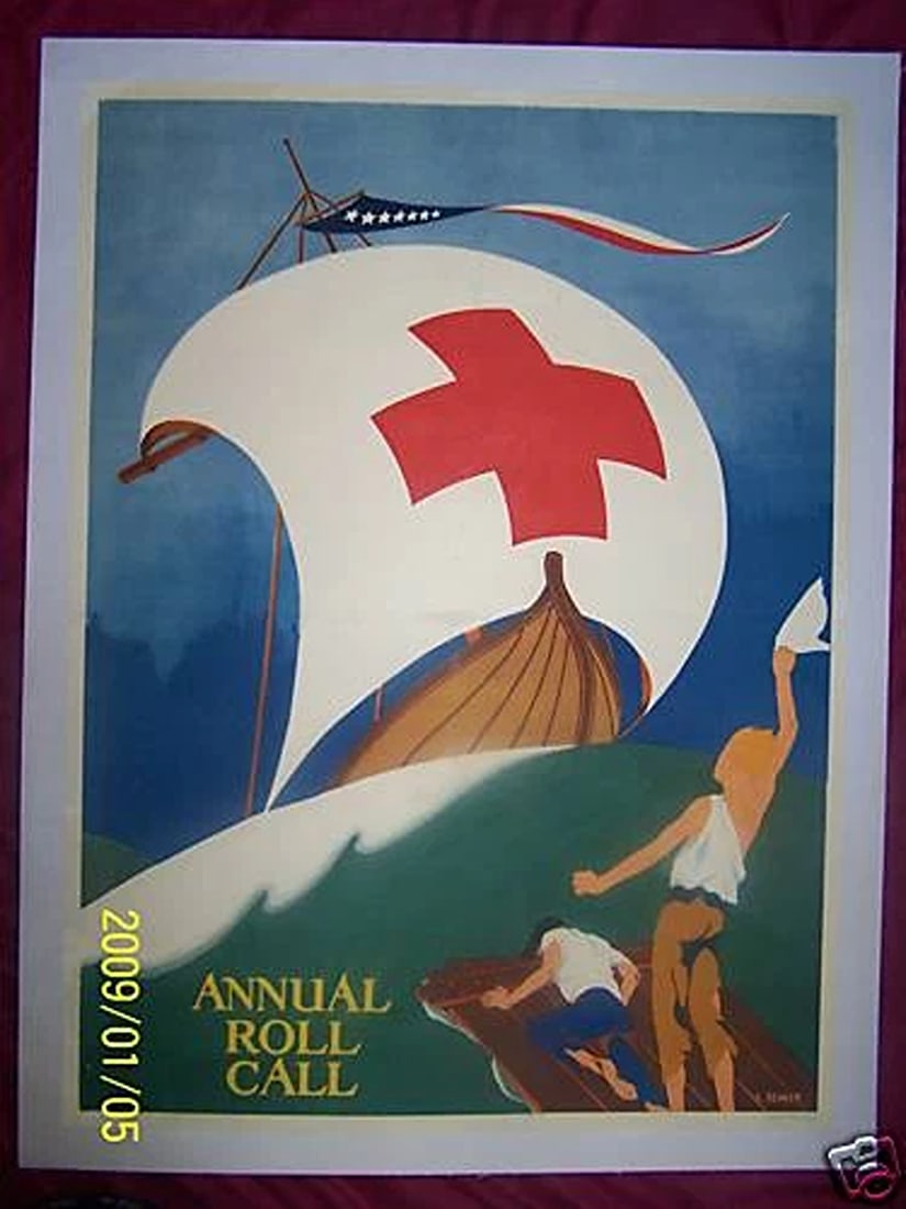 Orig. 1918 E. Seaver's," ANNUAL ROLL CALL " WW1 (LINEN LINED) World War 1 Poster: Type: WW1 Poster" ANNUAL ROLL CALL "Orig. 1918 E. Seaver'sWW1 (LINEN LINED)World War 1 PosterThis beautiful 1918 Seaver creation measures 22.75" x 28," and has been linen mounted which increases