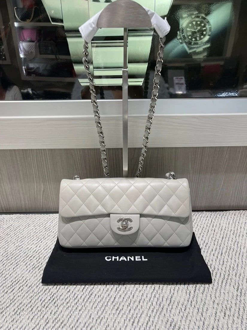 Chanel Classic Light Grey East/West Flap Bag (1 of 18)