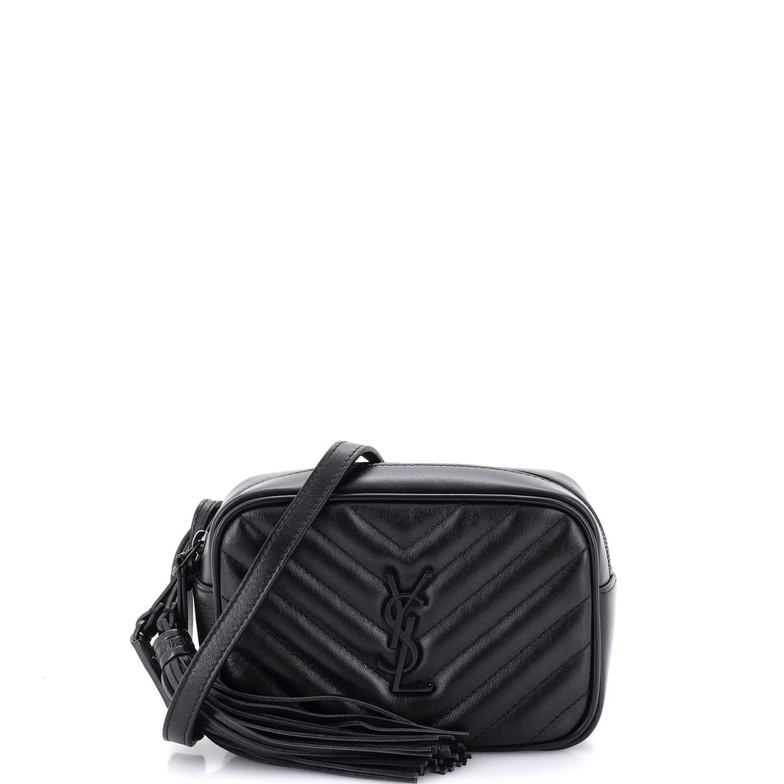 Saint Laurent Lou Belt Bag Matelasse Chevron Leather: Condition: Pre-owned - Good,Brand: Saint Laurent,Exterior Material: Leather,Style: Belt Bag,Exterior Color: Black,Department: Women,Size: Unknown,Accessories: Tassel, With StrapCondition: Very good.