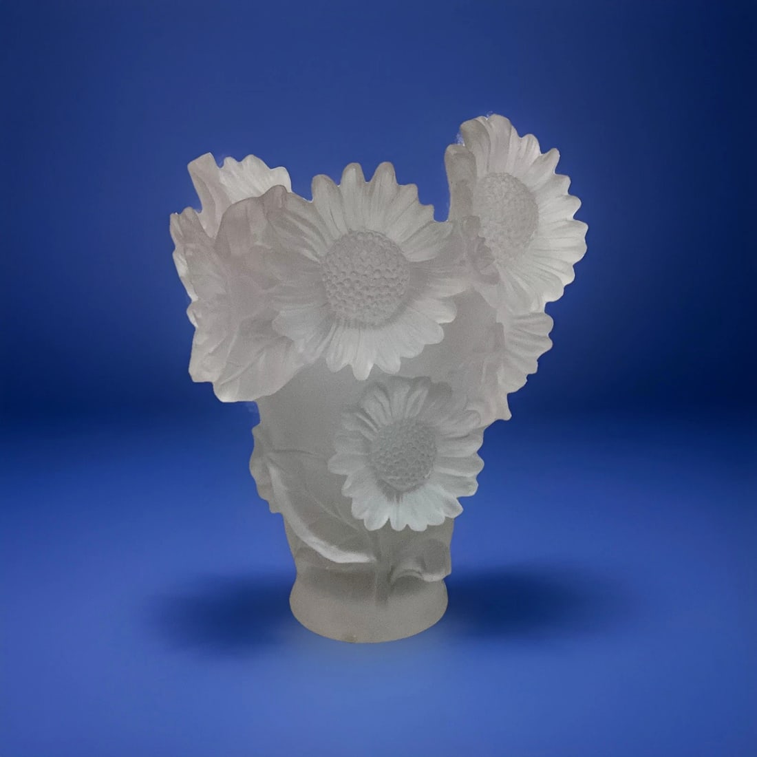 Xl Sunflower Clear Nancy Daum Style Crystal Clear Vase H9?? Maker Unknown Heavy (1 of 10)