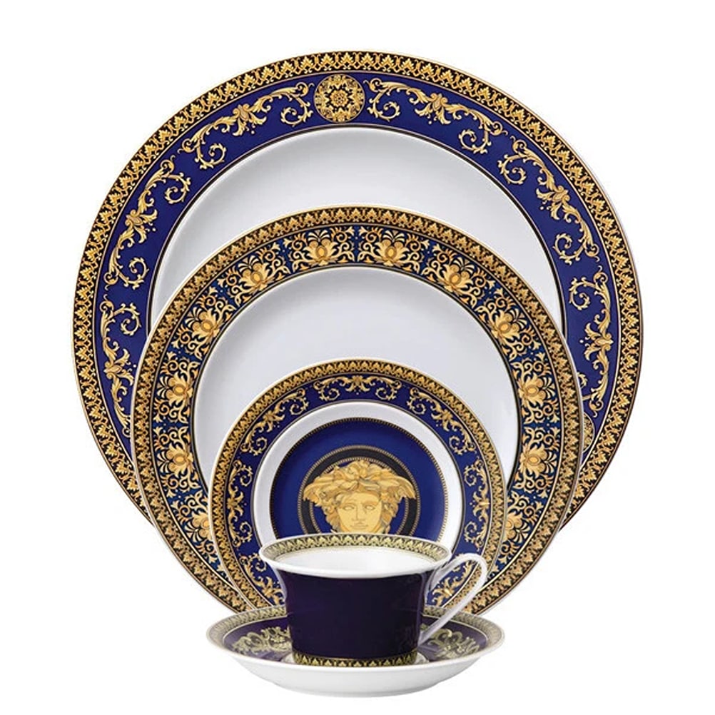 Versace Rosenthal Medusa Blue 5 Piece Place Setting, Official Versace (1 of 1)