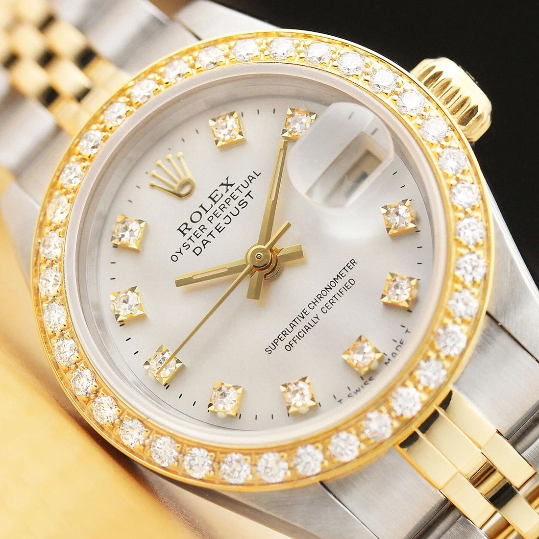 LADIES ROLEX DATEJUST 69173 FACTORY DIAMOND TWO TONE 18K YELLOW GOLD STEEL WATCH (1 of 7)